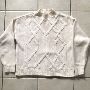 Everlane wool cable knit sweater, creamy white, M
